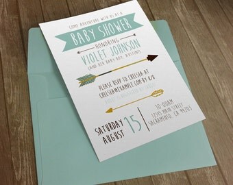 Baby Boy Shower Invitation - Boys Adventure Arrows