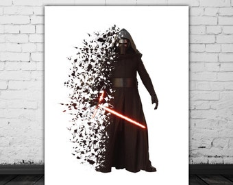 Star Wars Kylo Ren Poster Movie Prints, Star Wars Art, The Force Awakens Poster, Splash Art, Dark Side, Star Wars 7, Kylo Ren Lightsaber