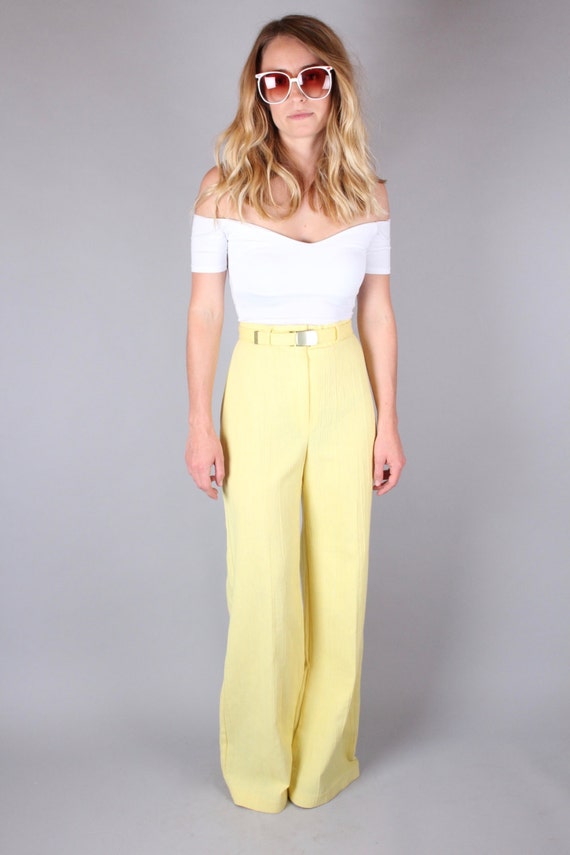 yellow wide leg trousers