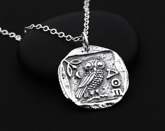 Athena Owl Necklace, Athena Coin, Athena Jewelry, Ancient Coin Jewelry, Greek Goddess Jewelry, Athena Necklace, Owl Necklace Jewelry