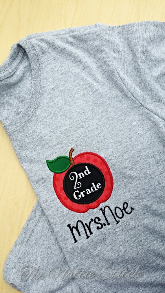 teacher shirt apple personalized shirts embroidered