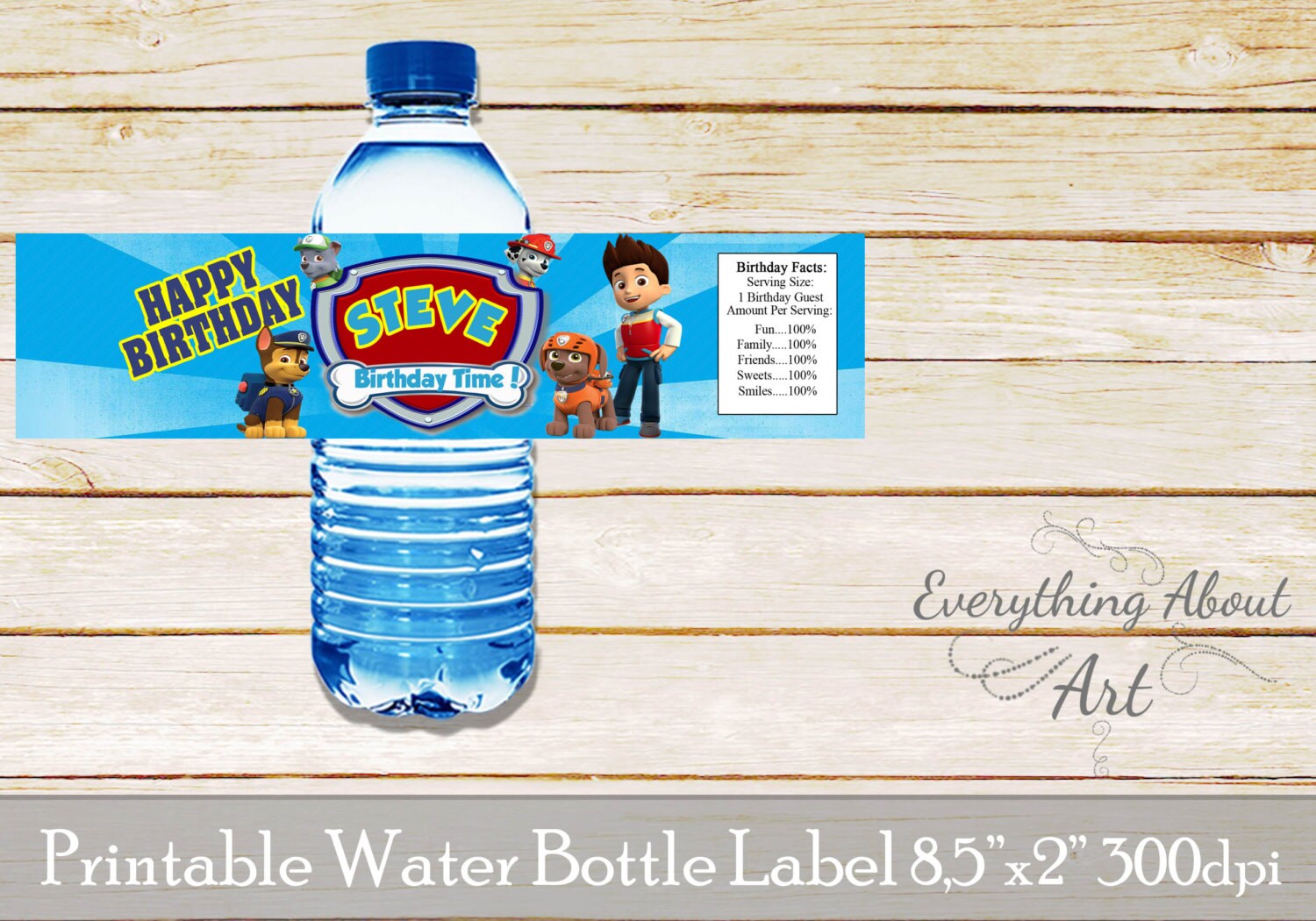 Paw Patrol water bottle label Paw Patrol by EverythingAboutArt