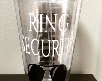 Personalized Ring Security Ring Bearer 16 oz. Clear Tumbler, Bridal Party Gifts, Ring Bearer Gifts, Vinyl Graphic and Lettering