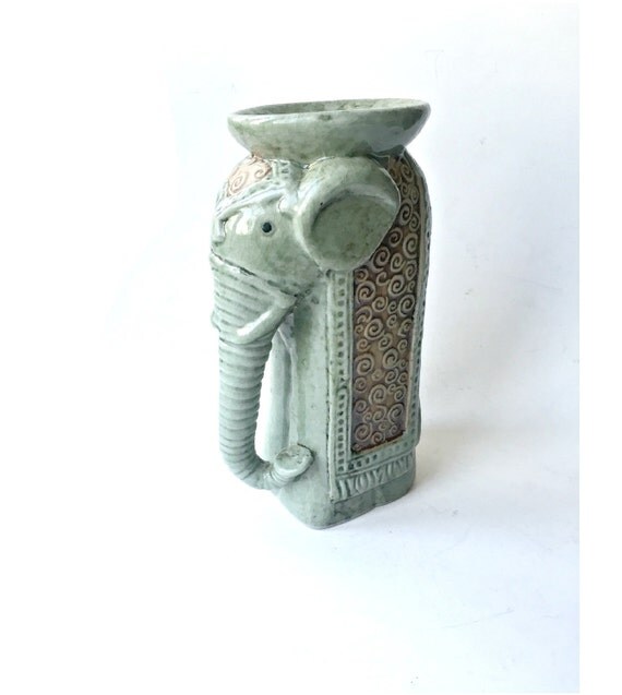 Ceramic Elephant Candle Holder. Indian Styled Functional Art