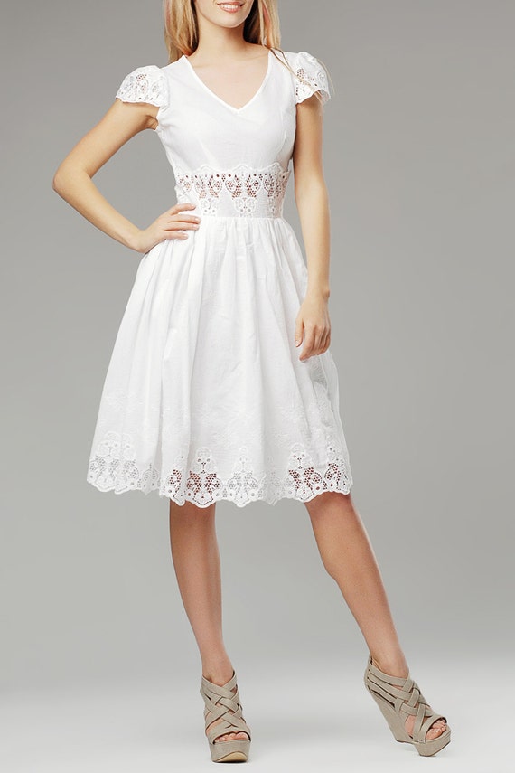 White cotton dress White Lace Dress Summer Dress