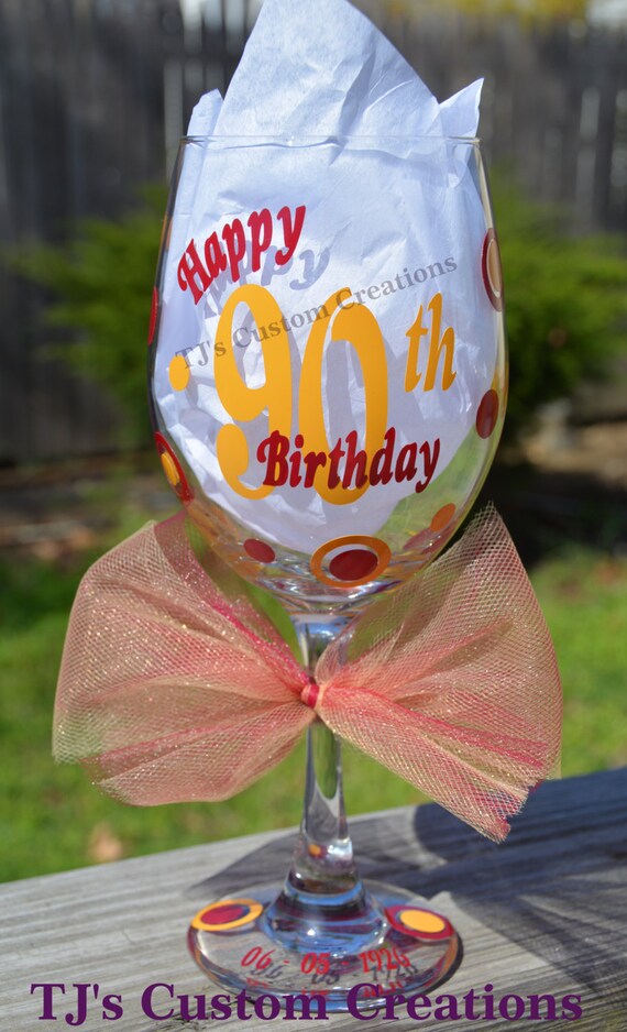 Happy 90th Birthday 20oz Personalized Wine Glass Fabulous 