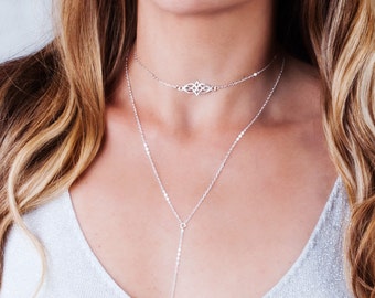 Silver Choker Necklace, Celtic Choker Necklace, Layering Choker, Celtic Knot Jewelry, Boho Choker, Tattoo Necklace, Dainty Choker Silver