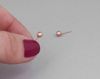 Ball Stud Earrings, Rose Gold Stud Earrings, Tiny Rose Gold Studs, Delicate Gold Earrings, Small Earrings, Dainty Studs, 6mm Stud Earrings