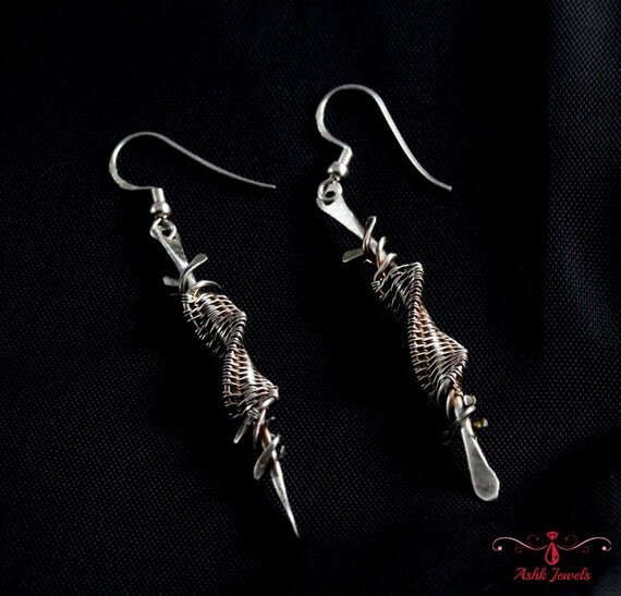Handmade Wire Wrapped Fine Silver Earrings by AshkJewels on Etsy
