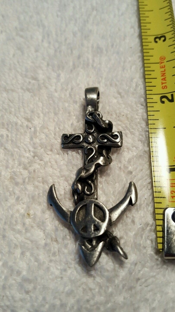 Anchor Of Peace 2 ANCHOR PEACE SIGN Charm Pewter Anchor Pendant Zipper