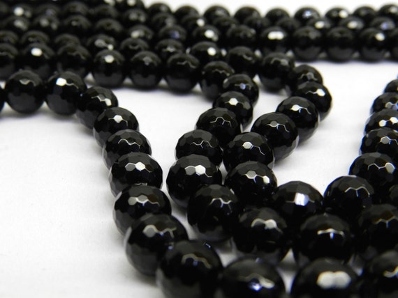 Black Onyx Beads 8mm Beads Faceted Beads 6mm Beads Faceted