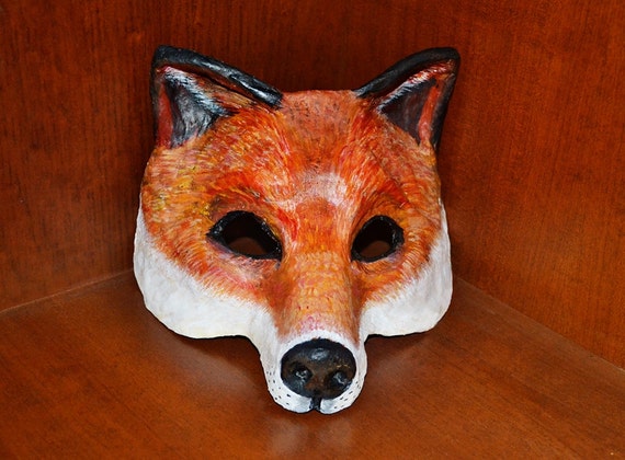 Fox paper mask Made to Order Animal fox mask by RheaMasks