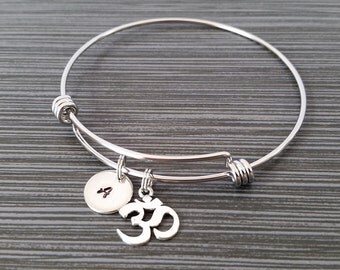 Om Bangle - Ohm Bracelet - Expandable Bangle - Charm Bangle - Om Bracelet - Best Friend Bracelet - Meditation Bangle - Yoga Bracelet