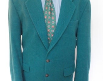 Vintage mens Remus Uomo green checked Blazer jacket sports jacket checked 40" chest Medium