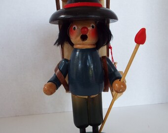 10.5 " Steinbach German smoker peddler large wood Christmas incense burner