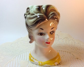 Vase Lady Head Vase Vintage Lady Head Vase Shabby Collectible Cottage Chic Decorative Accent