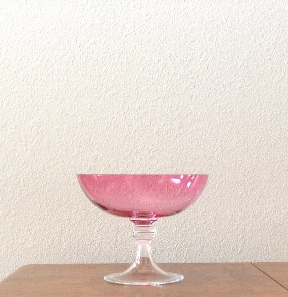 Vintage Pink Glass Bowl Serving Bowl Decorative Bowl Fruit