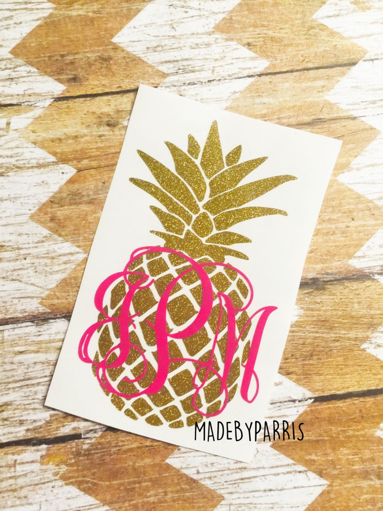 Pineapple Monogram Vinyl Decal Monogram Decal By Madebyparris