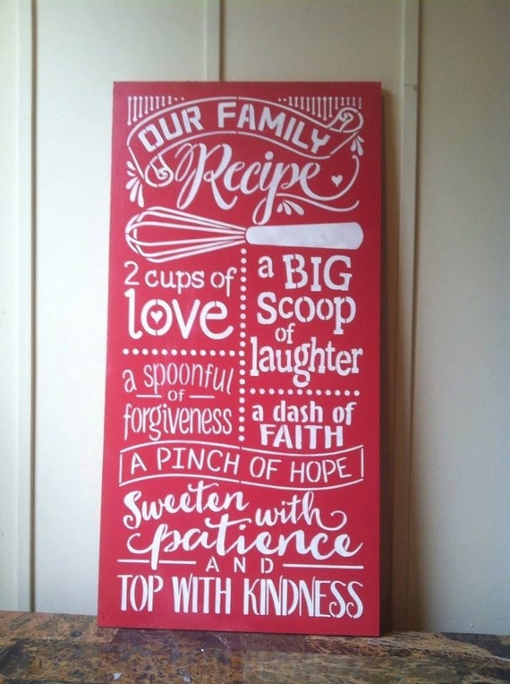 Download Wood sign 'Our Family Recipe' 12 x 24