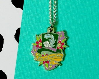 Alice 'Mad Hatter' Necklace // Alice in Wonderland necklace, matching enamel pin available // EN005