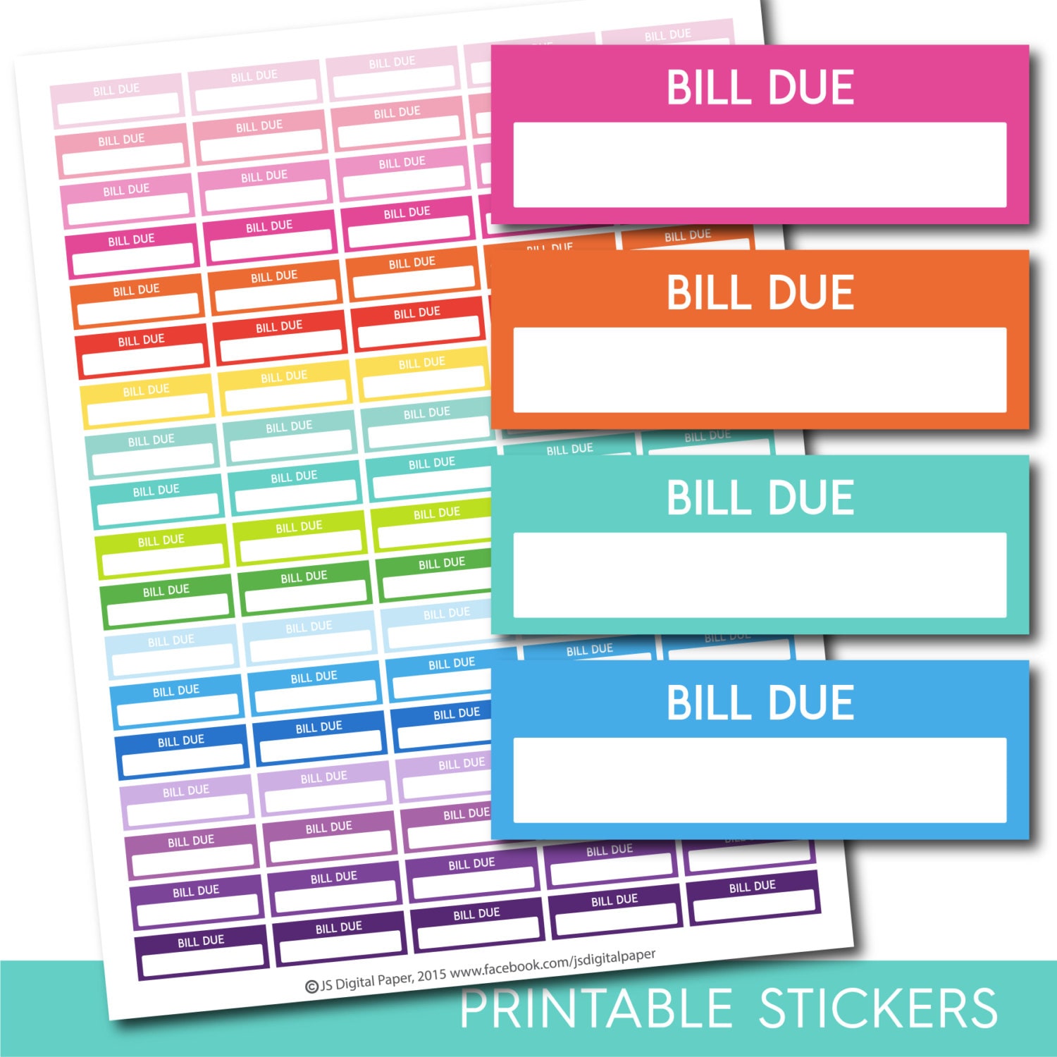 Bill due stickers Bill due planner stickers Printable bill