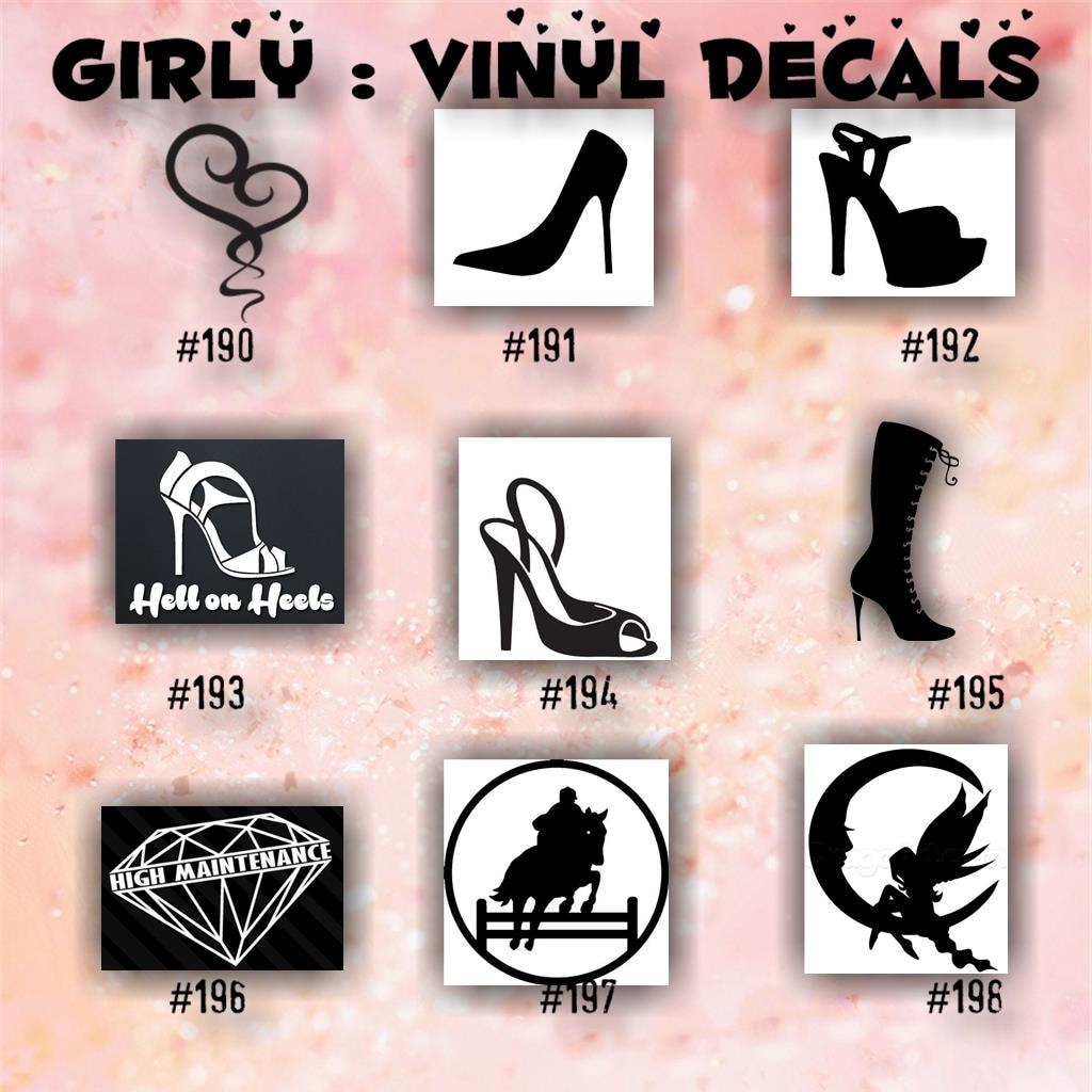 GIRLY vinyl decals 190-198 girly car by CreativeStudio805