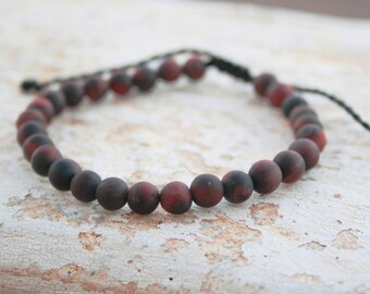 Red Tiger eye Bracelet, Men Bead Bracelet, Men Good Luck Jewelry, Men Boho Bracelet, Men Zen Bangle, Men Gift, Anniversary, Matte, 6mm