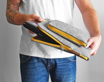 FELT LAPTOP COVER 01 macbook sleeve yellow zipper all sizes corner zipper macbook pro macboo air 15 inch laptop case