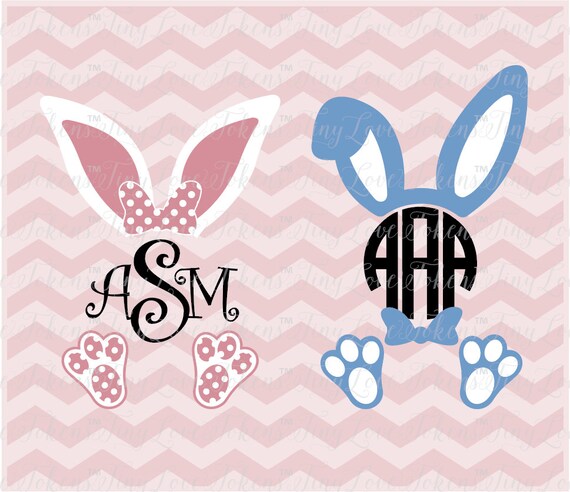 Download Bunny Ears and Feet Monogram SVG Design for Silhouette and