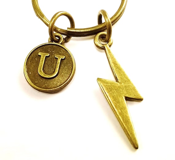 Sale... lightning bolt keyring keychain bag charm monogram