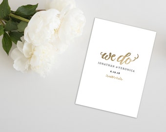 Wedding Program Folded Template | Program Printable, Ceremony Printable | Wedding Gold 5x7" | No. EDN 5119