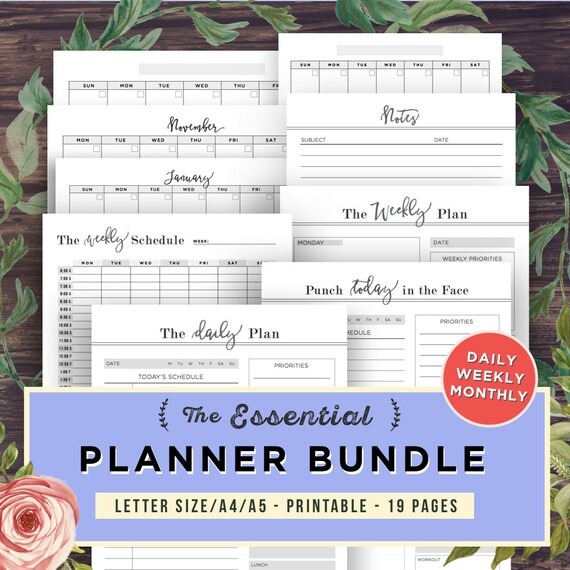 Daily Planner Printable Inserts BUNDLE Life Binder Weekly