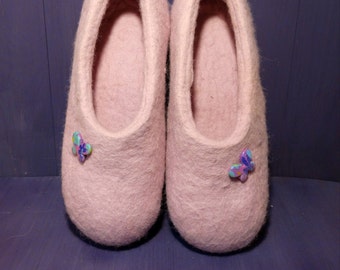 Wool Slippers Felted Slippers Women Slippers Pink Slippers Rose Slippers Warm Slippers Winter Clogs Organic Slippers Home Shoes Gift For Her
