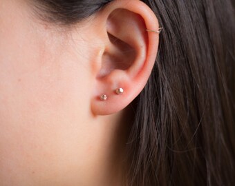 Faceted Rose Gold Earring Studs / Sterling Silver Earring Studs
