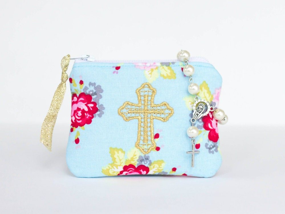 Personalized rosary pouch Monogrammed rosary by 8thAvenueGirl