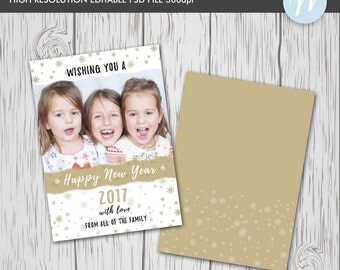 Happy New Year Card Template, Photoshop Editable Card,New Year Digital Card, Photography Template, Digital Template, Christmas Card Template