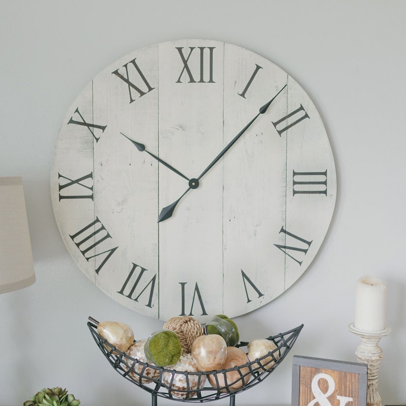 30 In Wall Clock White Oversized Wall Clock Rustic Wall