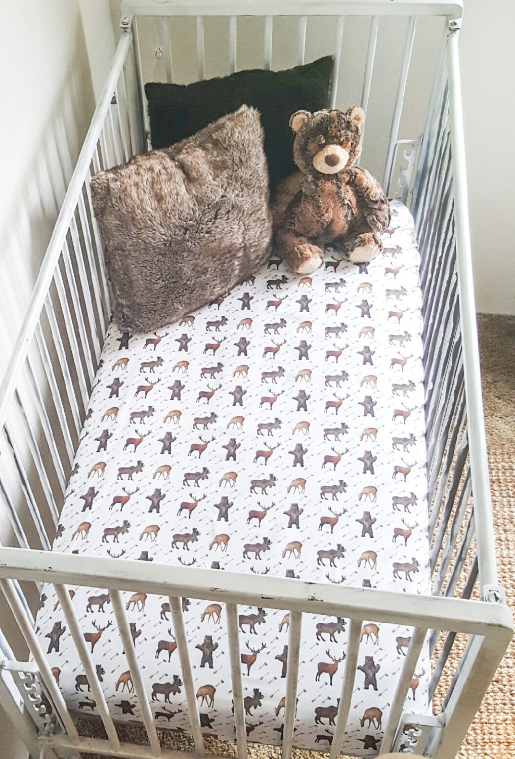Crib sheet fitted crib sheet in rusty brown rustic or