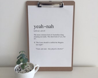 Yeah Nah | Art Print | Australian Humour | Funny Art | A4 Unframed - Free Shipping within Australia