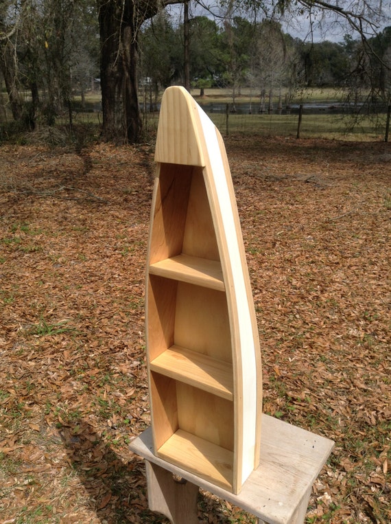 Handmade Boat Shelf Wooden Canoe Shelves White by MonaRelics