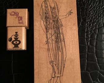 Peek a boo, bow,and perfume rubber stamps