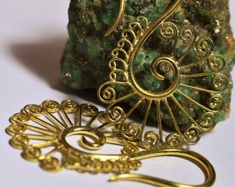 Brass Spirals Earrings "Peacock Piercing"