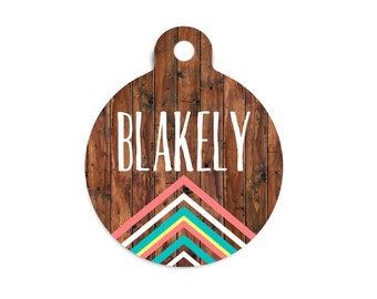 Tribal Dog Tag for Dogs, Faux Wood Dog Tag, Wood Pet Id Tag, Tribal Cat Tag, Boho Dog Tag, Boho Cat Tag, Custom Pet Id Tag, Custom Dog Tag
