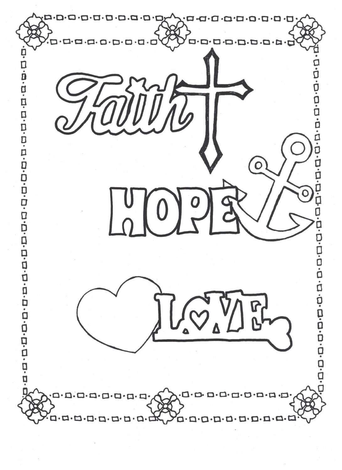 faith hope love coloring pages - photo #1