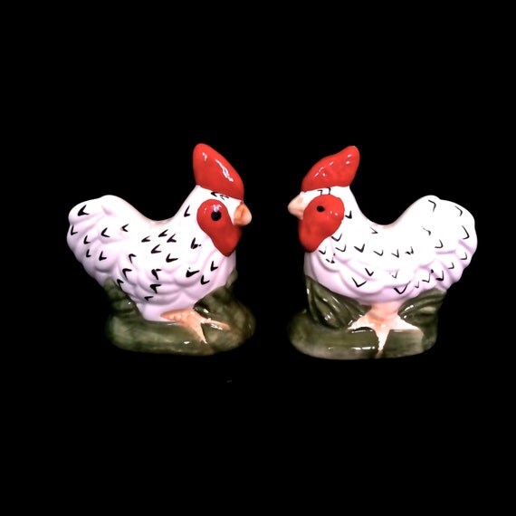 Vintage Chicken Salt And Pepper Shakers Mid Century Ceramic