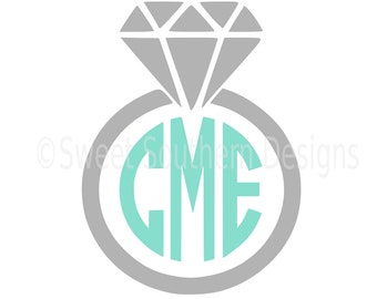Monogram wedding ring engagement Bride wedding SVG instant download design for cricut or silhouette