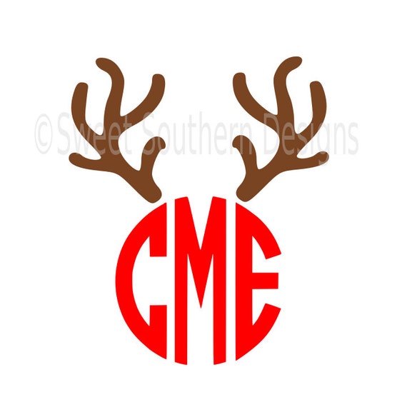 Download Reindeer antler monogram deer SVG instant download design for