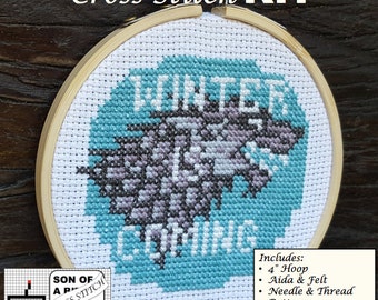 Stark Crest Cross Stitch Kit / Game of Thrones / GoT / Winter is Coming