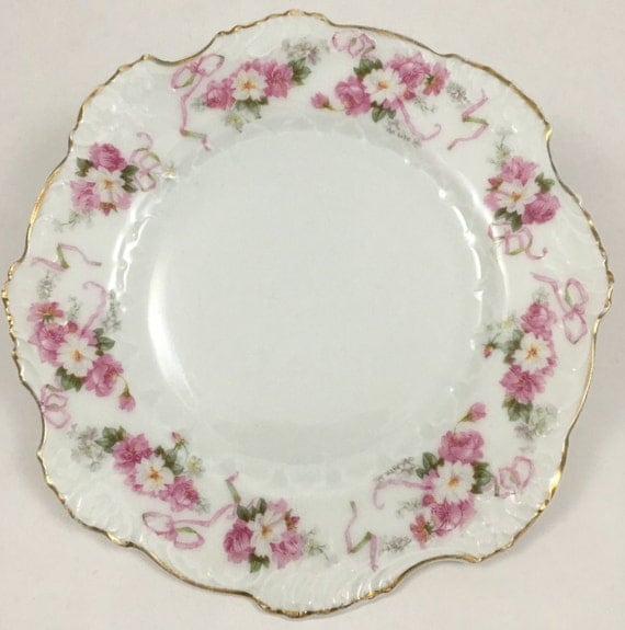 Antique Hermann Ohme Silesia Porcelain Plate with Gold Accent