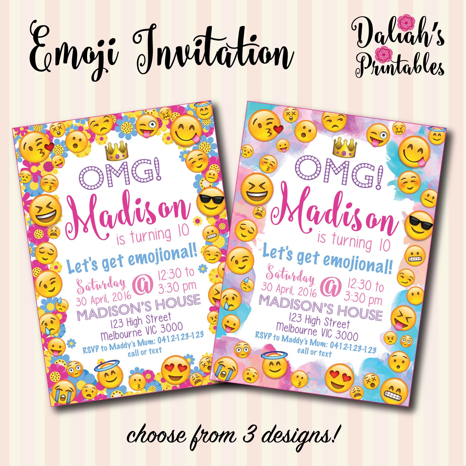 Emoji Invitation Emoji Invite Emoji Birthday By Daliahsprintables